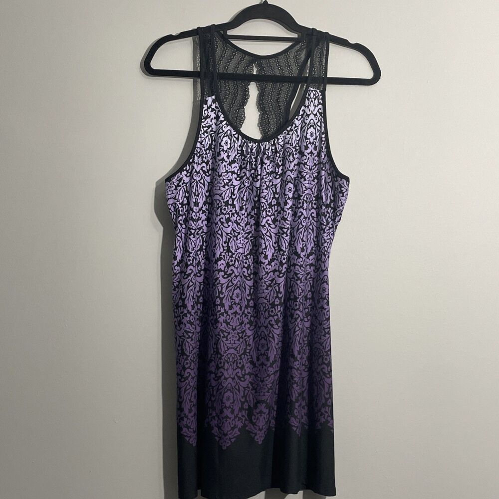 Apt. 9 Ombre Purple Black  Nightgown Lace Racerback Sleepwear Size Large
